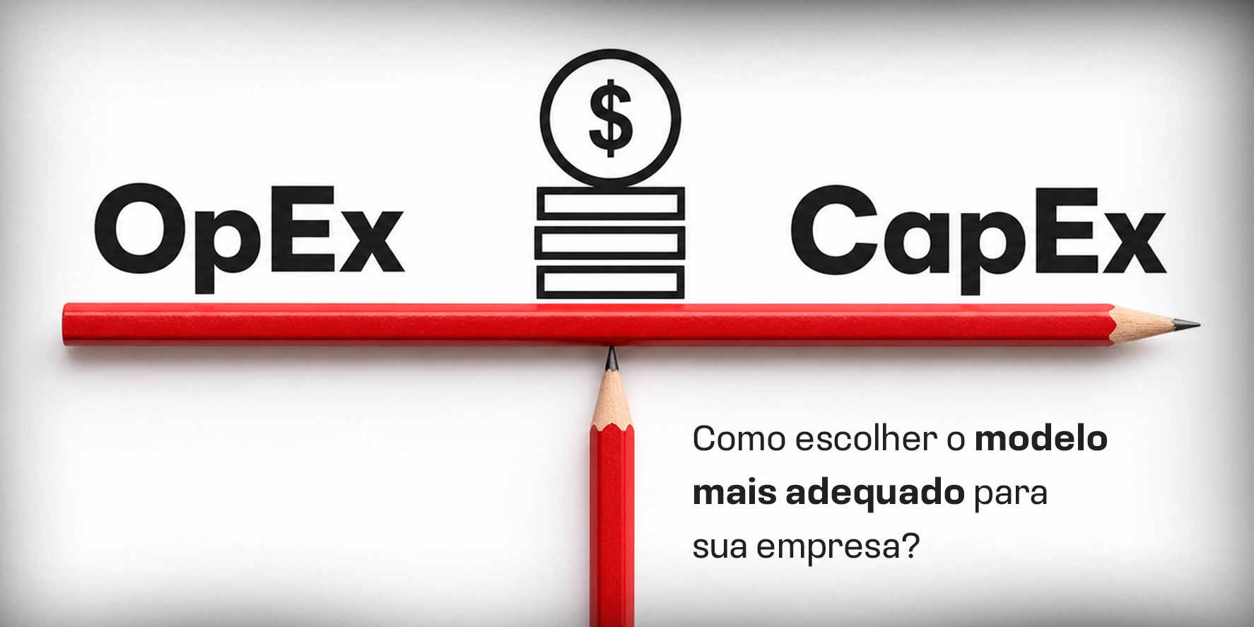 Balança comparando OpEx e CapEx de TI para apoiar decisões de investimento empresarial