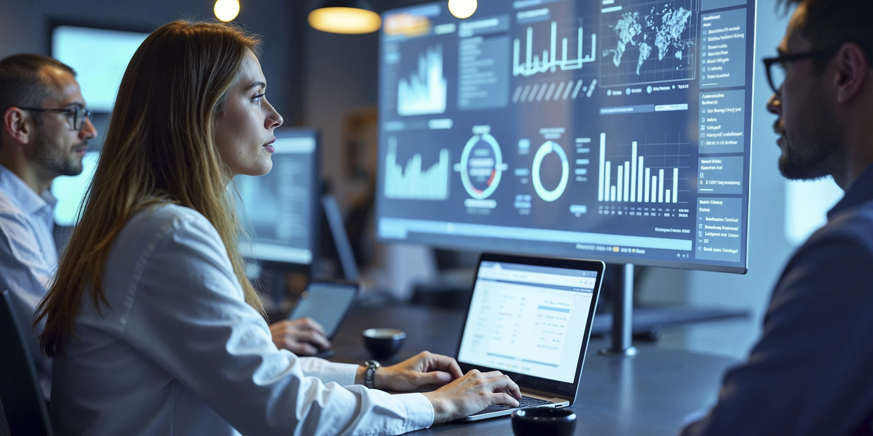 Profissionais analisando indicadores de tecnologia para comparar CapEx, OpEx e outsourcing de TI